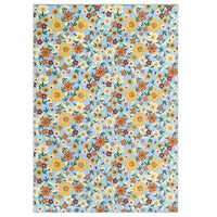 Garvee Modern Living Room Rugs 8x10 Washable Floral Print Non-Slip Blue Low Pile Carpet