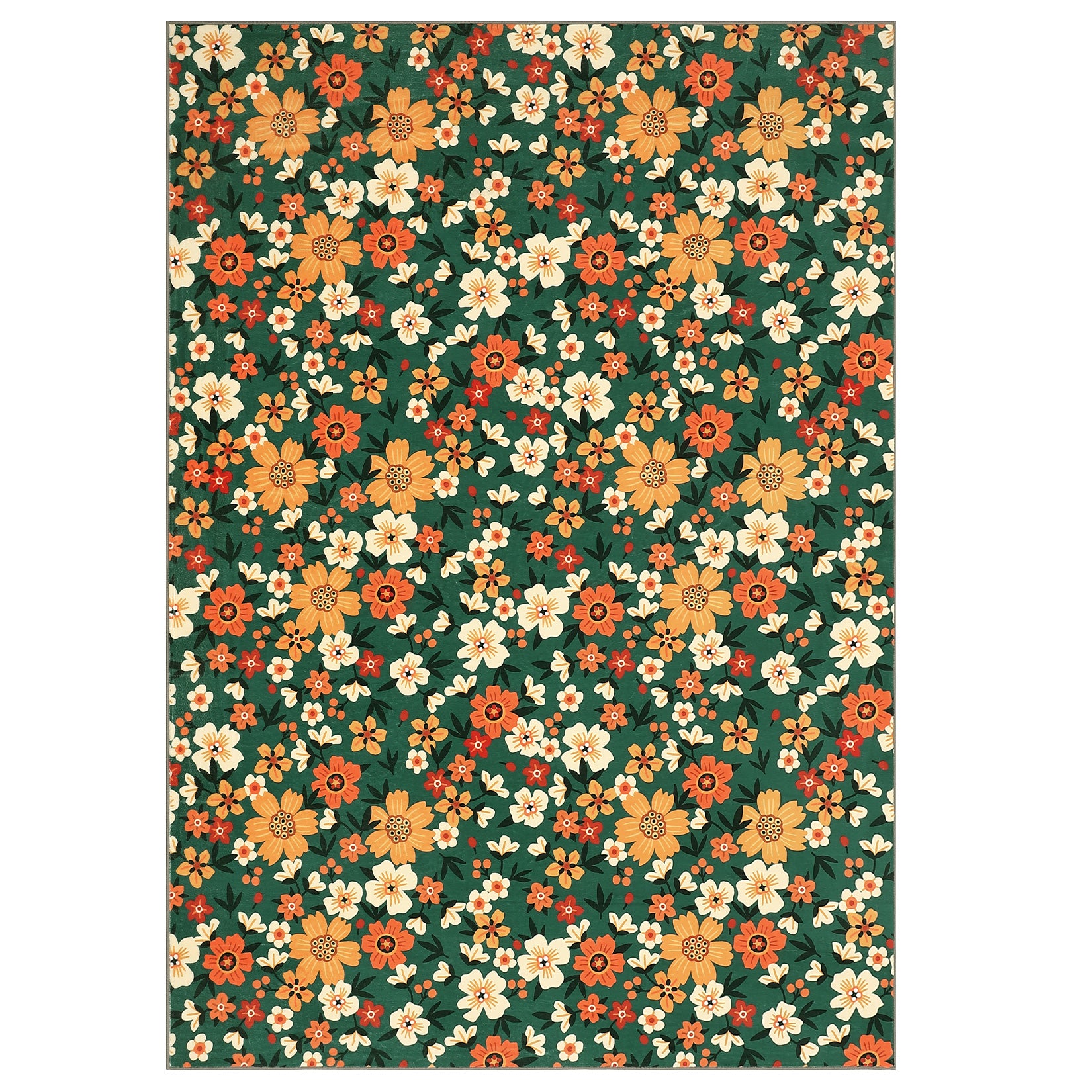 Garvee Large Modern Living Room Rugs 10x13 Washable Floral Print Accent Carpet Green, Non-Slip, Stain-Resistant, Soft Low Pile Indoor Mat