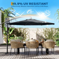 Garvee 10' Offset Patio Umbrella, Cantilever Umbrella with Easy Lift & Tilt Adjustment, 8 Ribs Sun Umbrella UV Protection, Grey