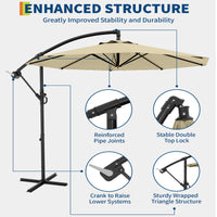 Garvee 10' Offset Patio Umbrella, Cantilever Umbrella with Easy Lift & Tilt Adjustment, 8 Ribs Sun Umbrella UV Protection, Beige