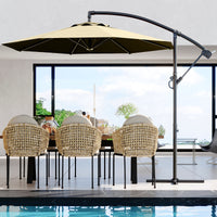 Garvee 10' Offset Patio Umbrella, Cantilever Umbrella with Easy Lift & Tilt Adjustment, 8 Ribs Sun Umbrella UV Protection, Beige