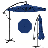 Garvee 10' Offset Patio Umbrella, Cantilever Umbrella with Easy Lift & Tilt Adjustment, 8 Ribs Sun Umbrella UV Protection, Navy Blue