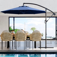 Garvee 10' Offset Patio Umbrella, Cantilever Umbrella with Easy Lift & Tilt Adjustment, 8 Ribs Sun Umbrella UV Protection, Navy Blue