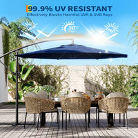 Garvee 10' Offset Patio Umbrella, Cantilever Umbrella with Easy Lift & Tilt Adjustment, 8 Ribs Sun Umbrella UV Protection, Navy Blue