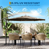Garvee 10' Offset Patio Umbrella, Cantilever Umbrella with Easy Lift & Tilt Adjustment, 8 Ribs Sun Umbrella UV Protection, Tan