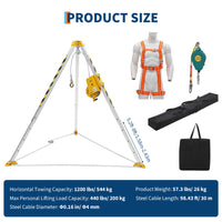 Garvee 8' Adjustable Legs Telescoping Tripod Kit - 1200LB Forged Alloy Steel w/Winch & Anti-Rotation Pulley for Industrial Rescue