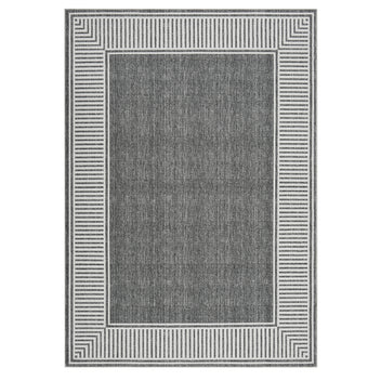 Garvee Bordered Grey 8x10 Living Room Area Rug Modern Striped Border Throw Carpet with Rubber Backing Low Pile Stain Resistant Dining Room Rug Contemporary Bordered Carpet for Home Office