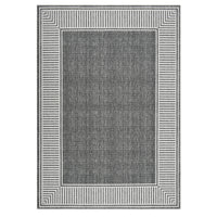 Garvee Bordered Grey 5x7 Washable Rug for Bedroom Large Living Room Rug with Rubber Backing Casual Striped Border Throw Carpet Modern Contemporary Area Rug for Dining Room Nursery Entry