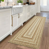 Garvee 2x6 Washable Non Slip Runner Rug, Imitation Braided Hallway Carpet, Stain Resistant Easy Clean Entry Mat, Vintage Farmhouse Throw Rug for Kitchen Corridor, Bedroom, Laundry Room, Office - Natural