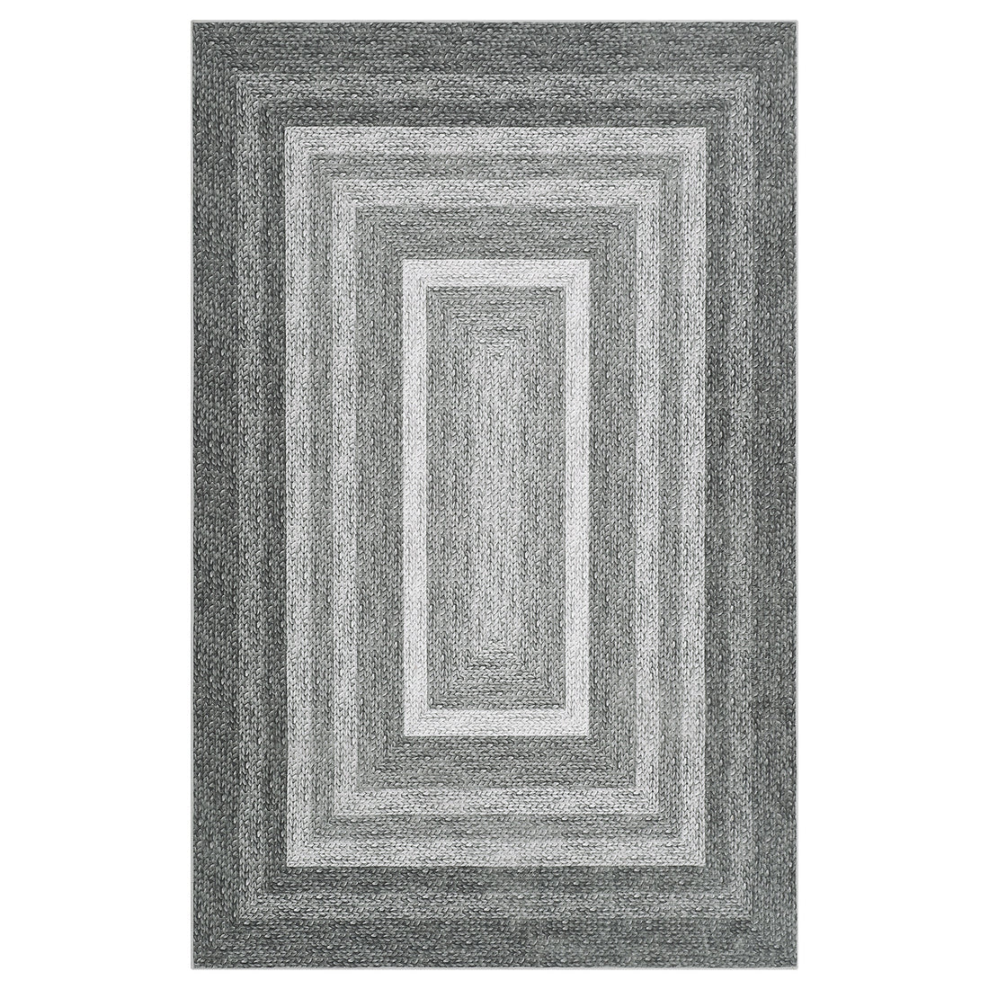 Garvee 8x10 Washable Area Rugs Modern Braided Printed Accent Rug with Non-Slip Backing, Foldable Low Pile Floor Cover, Bordered Indoor Carpet for Living Room, Bedroom, Grey