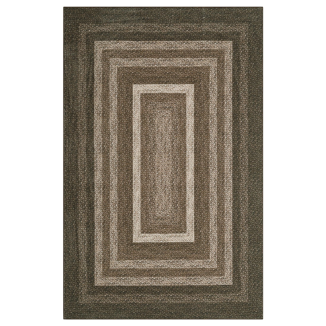 Garvee 8x10 Washable Area Rugs Modern Braided Printed Accent Rug with Non-Slip Backing, Foldable Low Pile Floor Cover, Bordered Indoor Carpet for Living Room, Bedroom, Brown