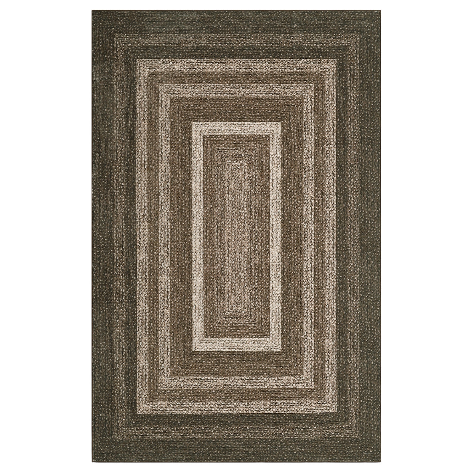 Garvee Imitation Braided Area Rug 6x9 Washable Non-Slip Polyester Low Profile Durable TPR Backing Living Room Bedroom Dining