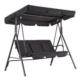 Garvee 3-Person Outdoor Patio Swing Chair with Adjustable Tilt Canopy - Convertible Hanging Glider Lounge for Porch & Backyard,Black - Black