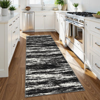 Garvee Washable Runner Rug 2x6 Modern Non Slip Kitchen Rug Black Low Pile Abstract Farmhouse