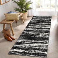 Garvee Washable Runner Rug 2x6 Modern Non Slip Kitchen Rug Black Low Pile Abstract Farmhouse