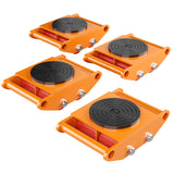 Garvee 4PCS Machinery Skates Heavy Duty Machine Moving Dolly with 360° Rotation Disc and 4 PU Wheels for Equipment Moving, 6T Capacity, Orange