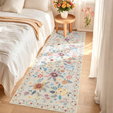 Garvee Floral Runner Rug 2x6 Washable Non Slip Ultra-Thin Indoor Kitchen Hallway Beige - Beige