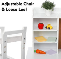Garvee Kids Wooden Study Desk & Chair Set with Bulletin Board, Cabinets and Bookshelf Suitable for Age 3-10, White