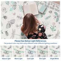 Garvee Modern 8x10 Rug Floral Insect Print Non-Slip Machine Washable Ultra-Soft Beige Indoor Carpet for Living Room Bedroom Nursery
