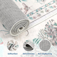 Garvee Modern 8x10 Rug Floral Insect Print Non-Slip Machine Washable Ultra-Soft Beige Indoor Carpet for Living Room Bedroom Nursery