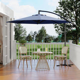 Garvee 10' Offset Patio Umbrella, Cantilever Umbrella with Easy Lift & Tilt Adjustment, 8 Ribs Sun Umbrella UV Protection, Navy Blue - Navy Blue