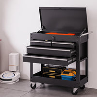 GARVEE 4-Drawer Rolling Tool Chest with Lock Durable Black Metal Tool Cart