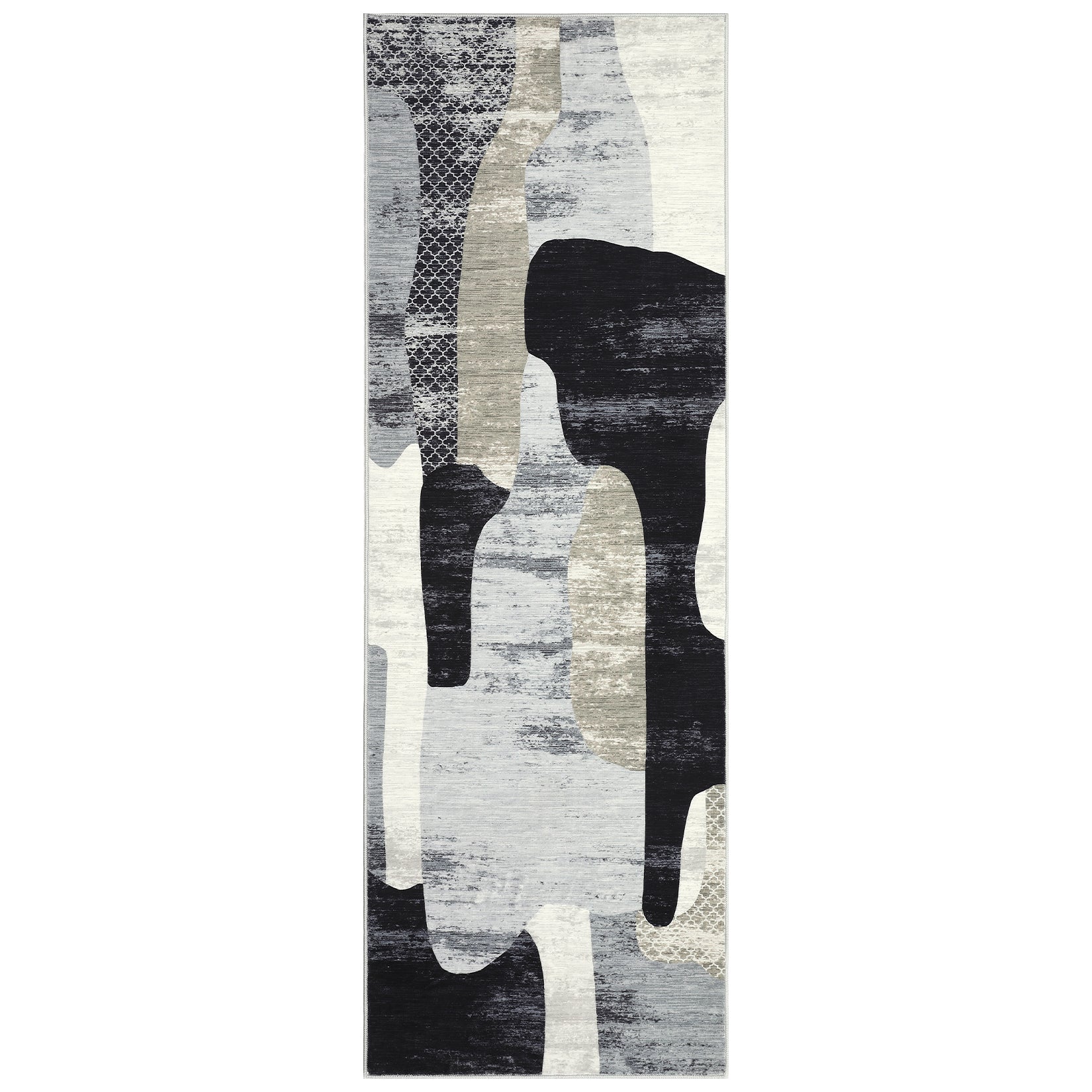 Garvee Modern Grey 2x6 Washable Runner Rug for Hallway, Abstract Throw Kitchen Runner, Ultra Thin Non Slip Carpet Mat for Laundry Bathroom Bedroom, Indoor Contemporary Low Pile Area Rugs