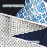 Garvee Modern Blue 8x10 Abstract Area Rugs for Living Room, Washable Soft Rugs for Bedroom, Large Non Slip Accent Carpet for Dining Room, Low Pile Foldable Thin Mat