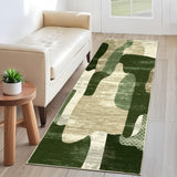 Garvee Modern Green 2x6 Washable Runner Rugs, Non Slip Abstract Runner for Hallway Kitchen, Low Pile Non Shedding Floor Carpet for Laundry Bathroom, Foldable Thin Mat - Green