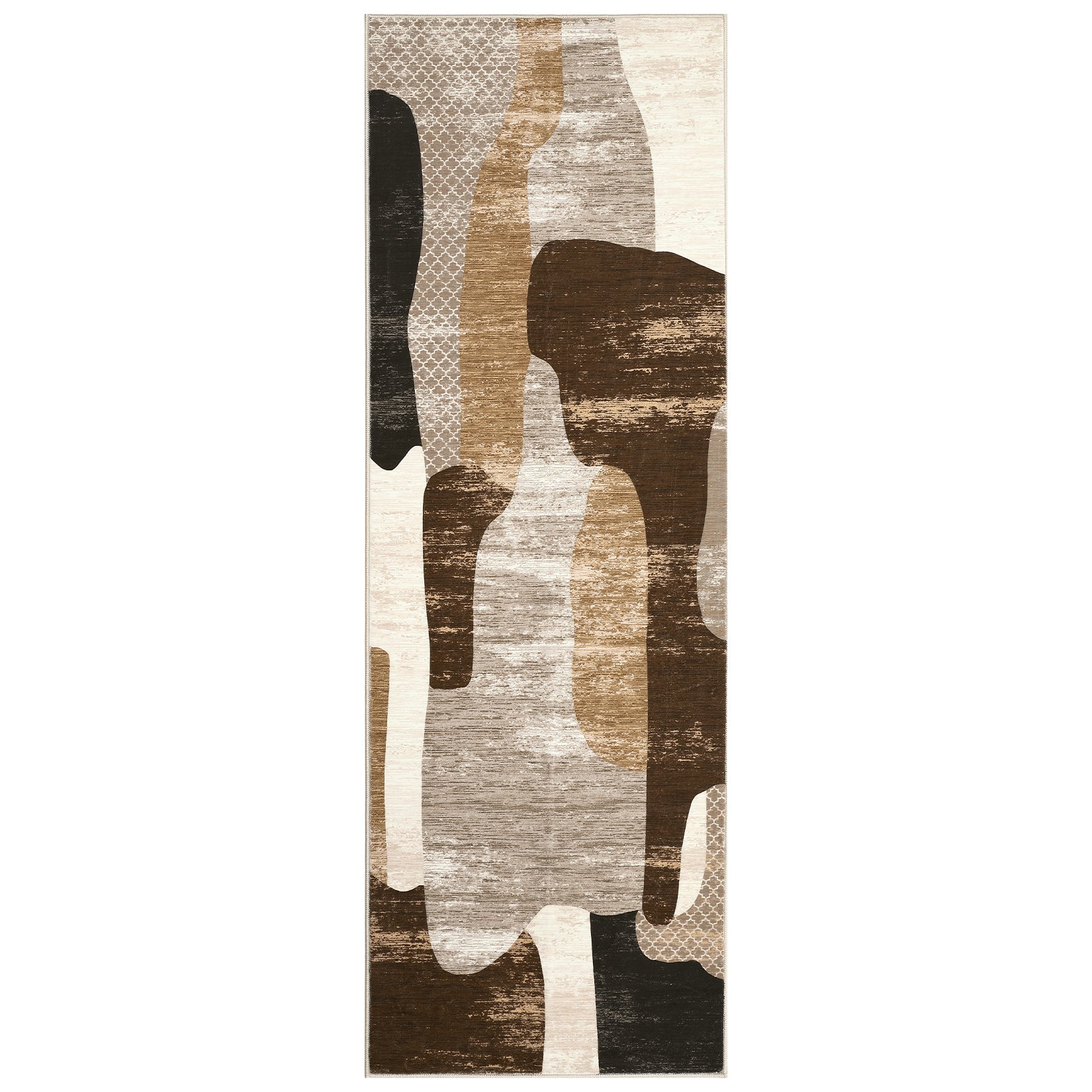 Garvee Modern Brown 2x6 Abstract Runner Rug for Kitchen, Soft Low Pile Non Slip Hallway Runners, Indoor Contemporary Floor Carpet for Laundry Bathroom