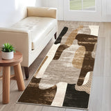 Garvee Modern Brown 2x6 Abstract Runner Rug for Kitchen, Soft Low Pile Non Slip Hallway Runners, Indoor Contemporary Floor Carpet for Laundry Bathroom - Brown