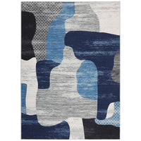 Garvee Modern Blue 9x12 Abstract Area Rug - Washable, Stain Resistant - Soft Touch Low Pile - Non-Slip Backing - Living Room, Bedroom