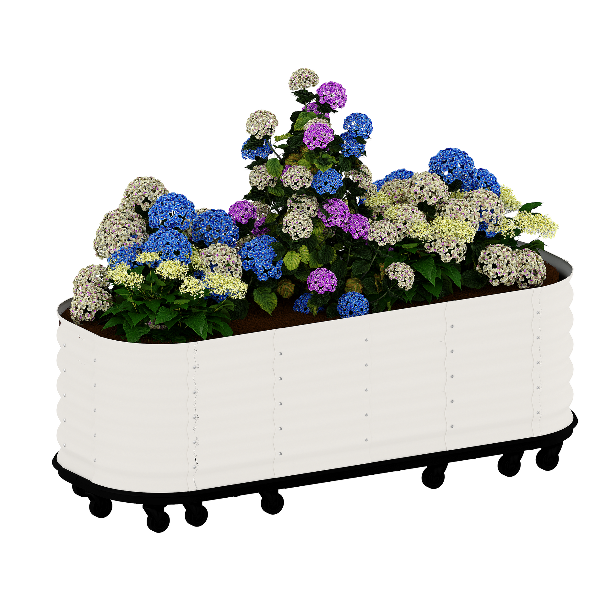 self watering outdoor herb planter Garvee Self-Watering Wheeled Metal Garden Bed with Lockable Wheels & Water Reservoir, Galvanized Steel, Mobile Raised Planter for Indoor/Outdoor Herb & Veggie Growing