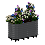 Garvee Mobile Raised Garden Bed with Water Reservoirs, Lock Wheels, Rustproof Galvanized Steel, Wave Panels, Compact Design for Patio & Indoor Herbs - Gray