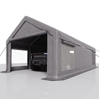 Garvee Heavy Duty Grey 13x25 FT Portable Carport Garage Shelter - Waterproof UV-Protected PE Canopy, Roll-Up Windows, Removable Sidewalls, Outdoor Storage for Car, Truck, Boat, Equipment