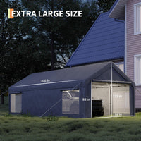 Garvee Heavy Duty Grey 13x25 FT Portable Carport Garage Shelter - Waterproof UV-Protected PE Canopy, Roll-Up Windows, Removable Sidewalls, Outdoor Storage for Car, Truck, Boat, Equipment