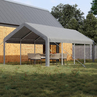 Garvee Heavy Duty Grey 13x25 FT Portable Carport Garage Shelter - Waterproof UV-Protected PE Canopy, Roll-Up Windows, Removable Sidewalls, Outdoor Storage for Car, Truck, Boat, Equipment