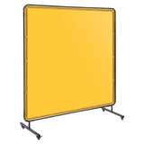 Garvee 6X6 FT Vinyl Welding Screen with Frame, Flame-Resistant PVC Welding Curtain with Lockable Swivel Wheels, Transparent Welding Screen Panel for Welding Safety, Yellow - Yellow