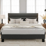 Garvee King Size Bed Frame with Adjustable Headboard, Fabric Upholstered and Wooden Slats Support Platform Bed Frame, Heavy Duty Mattress Foundation, Easy Assembly, Dark Grey - Gray