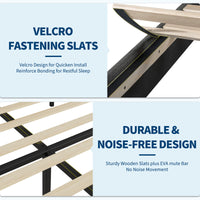 Garvee King Size Bed Frame with Adjustable Headboard, Fabric Upholstered and Wooden Slats Support Platform Bed Frame, Heavy Duty Mattress Foundation, Easy Assembly, Dark Grey