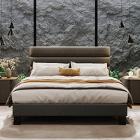 Garvee Full Size Bed Frame with Adjustable Headboard, Fabric Upholstered and Wooden Slats Support Platform Bed Frame, Dark Grey