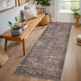 Garvee 2x6 Washable Bathroom Hallway Runner Rug with Rubber Backing Non Slip Vintage Boho Floral Long Runners Rugs for Entryway Indoor Laundry Room Bath Floor Kitchen,Brick Red - Red-Brown