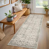 Garvee 2x6 Washable Bathroom Hallway Runner Rug with Rubber Backing Non Slip Vintage Boho Floral Long Runners Rugs for Entryway Indoor Laundry Room Bath Floor Kitchen,Beige - Beige