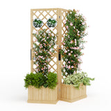Garvee Cedar Privacy Screen with Planter Box - 41"x10"x65"Garden Fence Panel,2 Hinged Freestanding with Drain Holes, Natural Wood Room Divider for Patio, Deck, Backyard & Balcony,Raised Garden Bed Kit