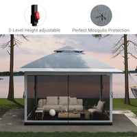 Garvee 13'x13' Pop Up Tent Outdoor Canopy Shelter with Mosquito Netting 4 Stanbags Instant Gazebo Tent for Lawn, Garden, Backyard Deck (Charcoal Grey + Light Grey)