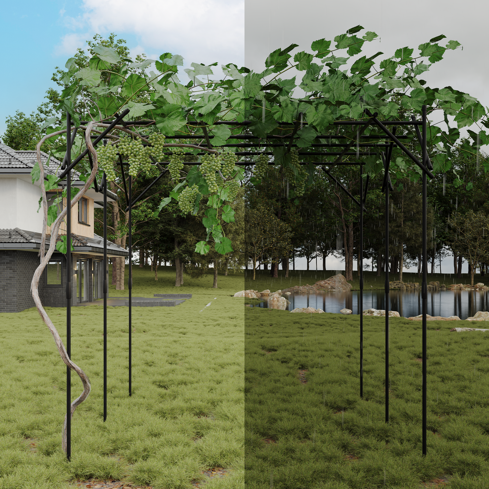 Garvee Cucumber Trellis for Raised Bed, U-Shape Garden Trellis for Climbing Plants Outdoor, Metal Arch Vegetables Trellis, Detachable Cucumber Trellis Support for Tomato,Squash,Zucchini