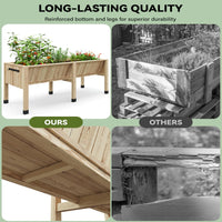 Garvee Wood Raised Garden Bed Planter Box 72"x26"x31"Tall 13.7"Deep Natural Cedar with Hooks & Crossbars Outdoor Vegetable Herb Gardening