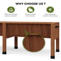 Garvee Raised Garden Bed 72"x26"x31" Tall 13.7"Deep Cedar Wood Ergonomic Height & Enhanced Depth Sturdy Legs & Hooks Acorn Brown Outdoor Gardening