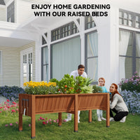 Garvee Raised Garden Bed 72"x26"x31" Tall 13.7"Deep Cedar Wood Ergonomic Height & Enhanced Depth Sturdy Legs & Hooks Acorn Brown Outdoor Gardening