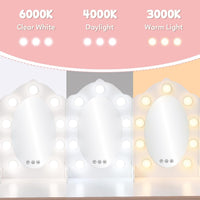 Garvee Kids Vanity Table Set with 3 Mirrors and Light Suitable for Age 3-10, White